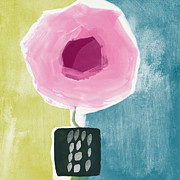 Pink Rose In A Small Vase- Art by Linda Woods Painting by Linda Woods