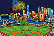 PNC Park fireworks Digital Art by Ron Magnes
