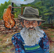 Popcorn Sutton - Rocket Fuel -White Whiskey Painting by Jan Dappen Popcorn Sutton - Rocket Fuel -White Whiskey Painting by Jan Dappen