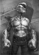 Popeye realistic Drawing by Adilson Silva