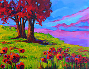 Poppy Field Modern Landscape colorful palette knife work  Painting by Patricia Awapara