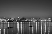 Portland Maine Skyline at Dusk Portland ME Black and White Photograph by Toby McGuire