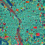 Portland Map  Painting by Bekim M