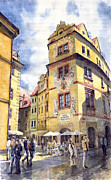 Prague Karlova Street Hotel U Zlate Studny Painting by Yuriy Shevchuk