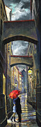 Prague Old Street Love Story Painting by Yuriy Shevchuk