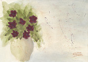 Purple Petunias Painting by Ken Powers