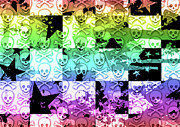 Rainbow Checker Skull Splatter Digital Art by Roseanne Jones