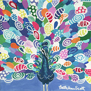 Rainbow Peacock Painting by Beth Ann Scott