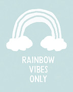 Rainbow Vibes Only Blue- Art by Linda Woods Mixed Media by Linda Woods