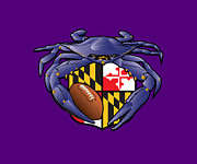 Raven Crab Football Maryland Crest Digital Art by Joe Barsin