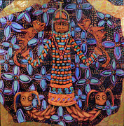 reCalling the Spirit Mudfish and Leopards Mixed Media by Cora Marshall