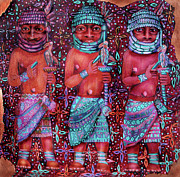 reCalling the Spirit Three Clappers Mixed Media by Cora Marshall
