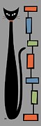 Rectangle Cat 2 on Gray Digital Art by Donna Mibus