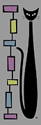 Rectangle Cat 3 on Gray Digital Art by Donna Mibus