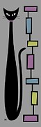 Rectangle Cat 4 on Gray Digital Art by Donna Mibus