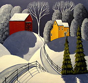 Red Barn In Snow Painting by Debbie Criswell Red Barn In Snow Painting by Debbie Criswell