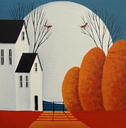 Red Birds, Red Birds Painting by Debbie Criswell