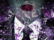 Red lips and black tie Digital Art by Gabi Hampe