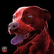 Red Pit Bull Fractal Pop Art - 7773 - F - BB Mixed Media by James Ahn