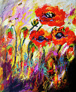 Red Poppies and Bees Provence Dreams Painting by Ginette Callaway