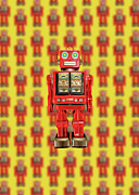 Red Tin Toy Robot Pattern Photograph by YoPedro