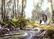 Rider by the Creek Painting by Ryn Shell