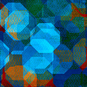 River Sunset Geometric Painting by Bonnie Bruno