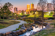 Riverwalk to the Tulsa Oklahoma Skyline  Photograph by Gregory Ballos