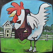 Rooster and Hen House Painting by Tim Nyberg