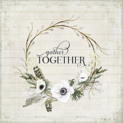 Rustic Farmhouse Gather Together Shiplap Wood Boho Feathers n Anemone Floral 2 Painting by Audrey Jeanne Roberts Rustic Farmhouse Gather Together Shiplap Wood Boho Feathers n Anemone Floral 2 Painting by Audrey Jeanne Roberts