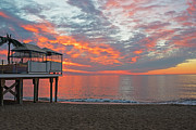 Sailsbury Beach at Sunrise Salisbury MA Pier Clouds Photograph by Toby McGuire