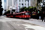 San Diego Red Trolley Photograph by Linda Shafer