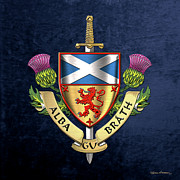 Scotland Forever - Alba Gu Brath - Symbols of Scotland over Blue Velvet Digital Art by Serge Averbukh