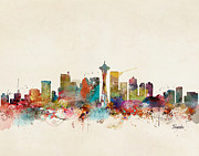 Seattle Washington Skyline Painting by Bri Buckley