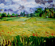 Seed trials in Fowlmere Painting by Peregrine Roskilly