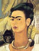 Self Portrait with Monkey  Painting by Frida Kahlo