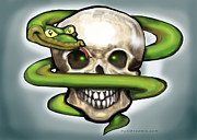 Serpent n Skull Digital Art by Kevin Middleton