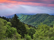 Setting Sun over the Smokey Mountains Photograph by Brenda Kean