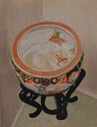 Shakespeare in a Chinese Fishbowl Drawing by Quwatha Valentine
