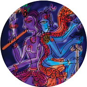 Shiva and Krishna Painting by Guruji Aruneshvar Paris Art Curator Katrin Suter