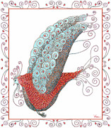 Simon Lovey the Exotic Bird with border Mixed Media by Lise Winne