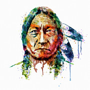 Sitting Bull watercolor painting Painting by Marian Voicu