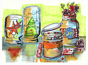Sketch Of Winter Decorative Jars  Drawing by Ariadna De Raadt