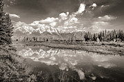Snake River Reflection Grand Teton Monochromatic Photograph by Scott McGuire