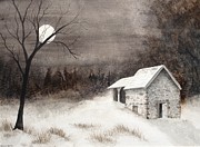 Snow on Spring House Painting by Denise Harty