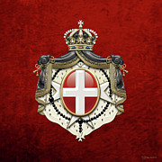 Sovereign Military Order of Malta Coat of Arms over Red Velvet Digital Art by Serge Averbukh