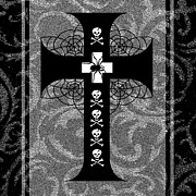 Spiderweb Skull Cross Digital Art by Roseanne Jones