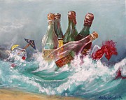 Splattered Wine Painting by Miroslaw  Chelchowski