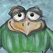 Square bird number 2 with eyes Painting by Tim Nyberg