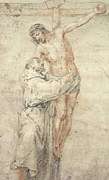 St Francis Rejecting the World and Embracing Christ Painting by Bartolome Esteban Murillo